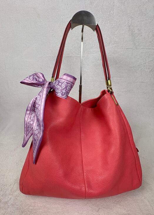 Coach Handbags - Coach Madison Phoebe Shoulder Bag in Pink/Dahlia Pebble Leather with Scarf
